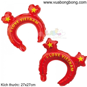 Bong bóng băng đô ngôi sao, trái tim đỏ in sao vàng cài đầu